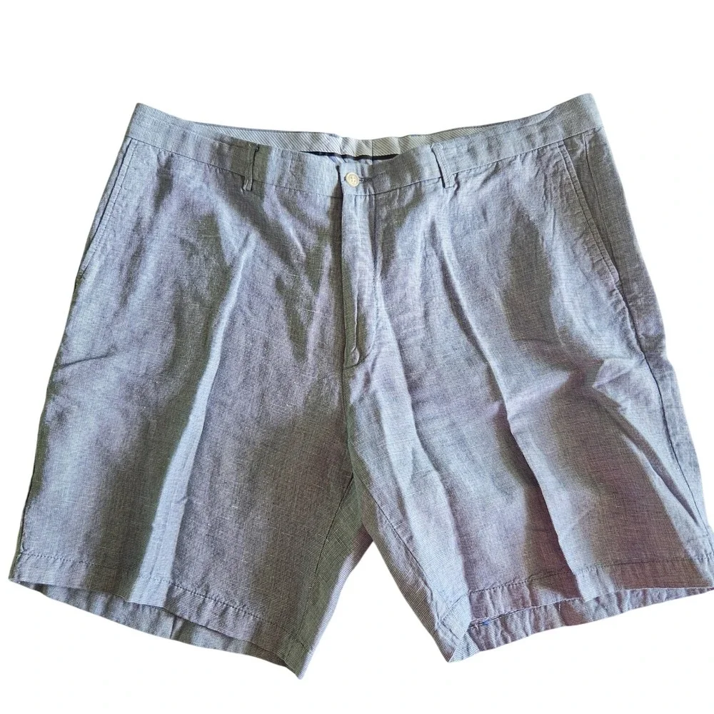 Peter Millar Mens Blue Micro Check Flat Front Shorts Size 40 Resort‎ Coastal